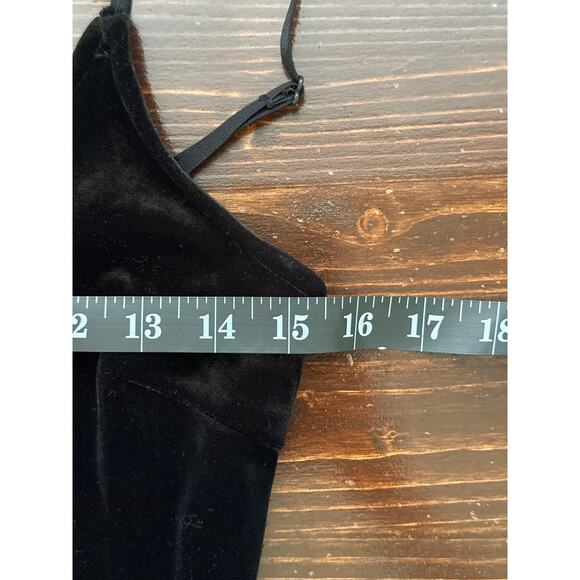 VTG Black Velvet Bodycon Dress S Rose Appliqué Goth Dark Romantic Vampire Wife - Picture 13 of 16